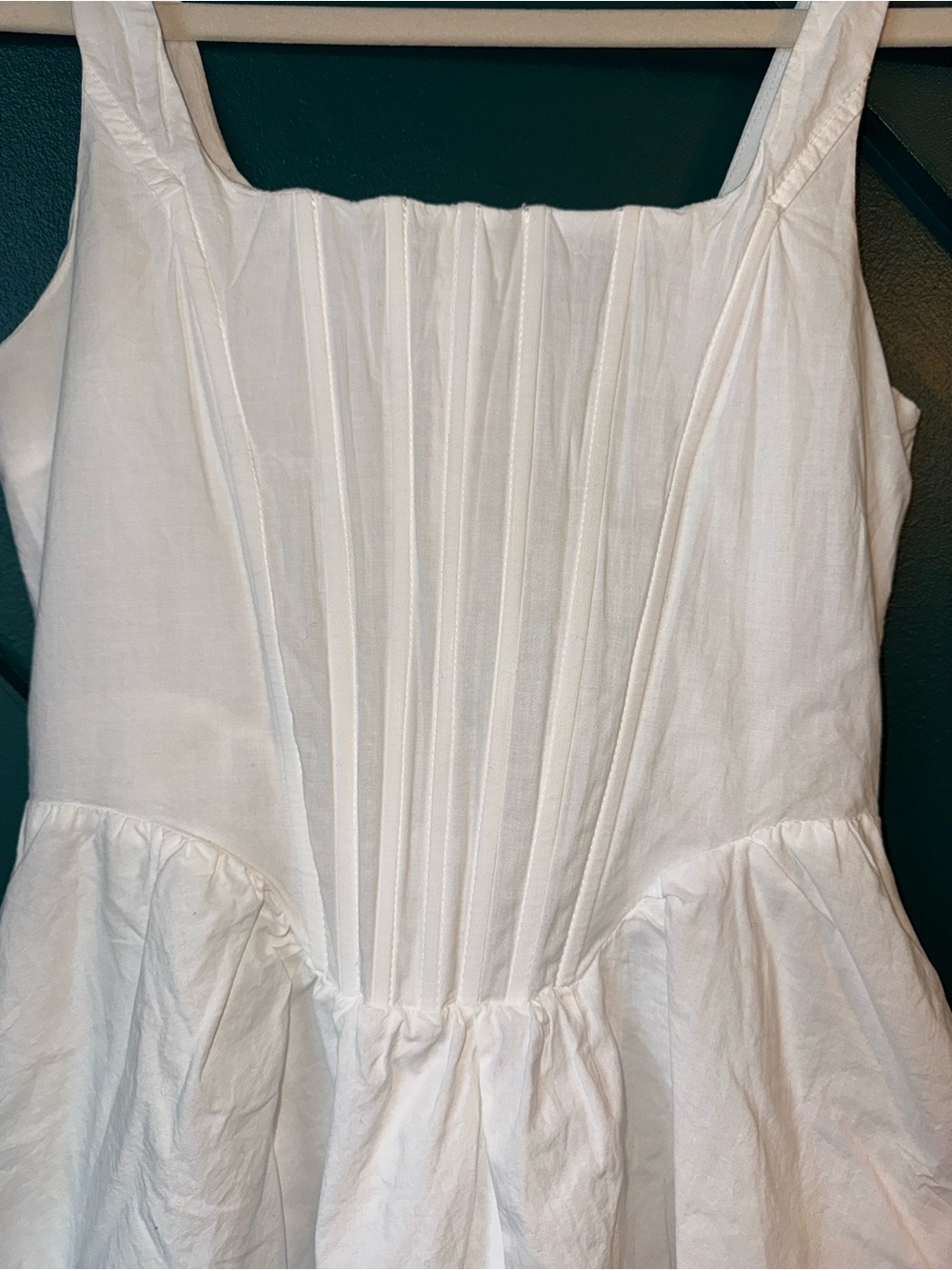 Papermoon Cotton Poplin Corset Mini Square Neck Pleated Pockets Cottagecore Dres - Picture 9 of 9